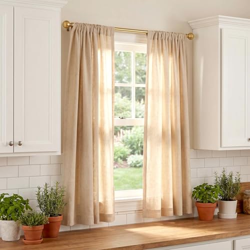 Golde Curtain Rods for Windows 18 to 45 inches,1 Inch Modern Metal Drapery Rods,Adjustable Heavy Duty Curtain Pole with Round Finials(18"-45"Warm Golden) - color: Warm Golden, size: 18"-45"
