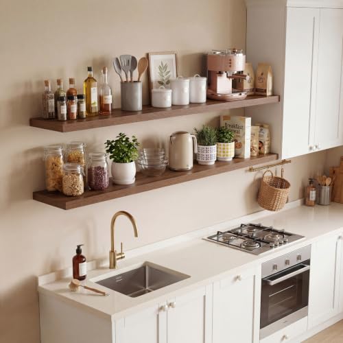 Vivelove 10 in Deep Floating Shelves 16” Set of 2, Walnut - color: Walnut, size: 16”wx10.2”dx1.5”h