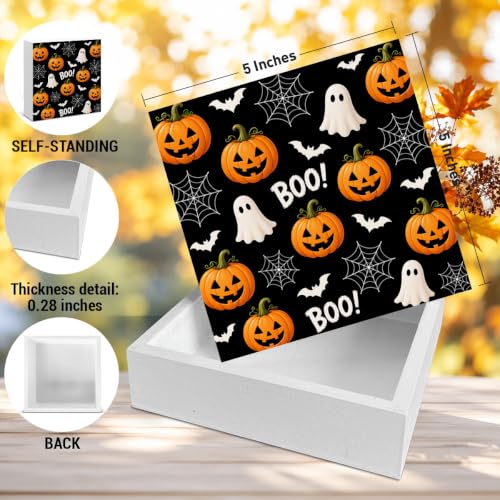 Fall Halloween Decor Cute Pumpkin Ghost Wooden Sign Spooky Decor - color: Sign-14