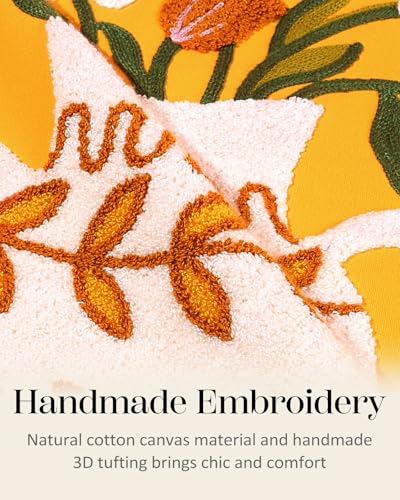 Embroidered Throw Pillow Cover, 18x18 Inch, Floral Vase - color: Floral Vase, size: 18" x 18" (Pack of 1)