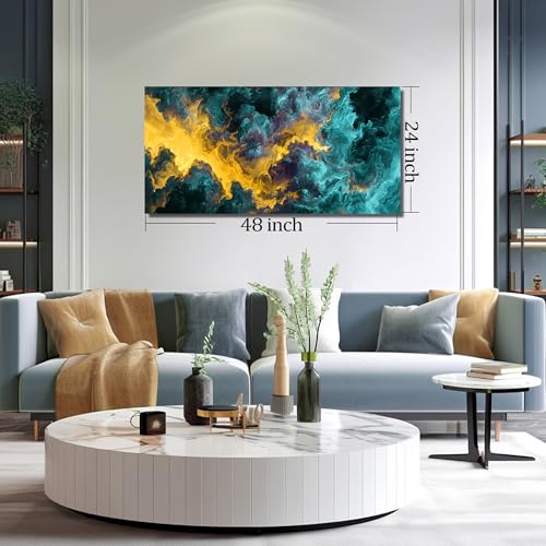 Ouzzlie Yellow Wall Art Abstract Picture Art for Bedroom - color: yellow, size: 48"L x 24"W