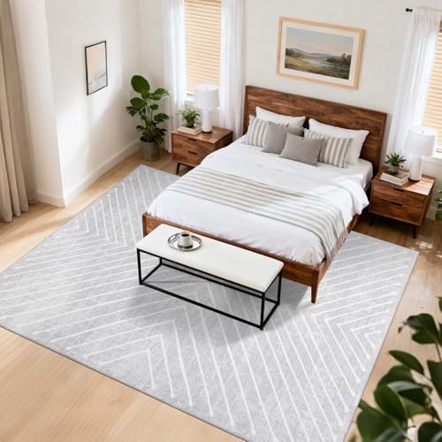 ROYHOME 8x10 Large Area Rug for Living Room Washable Non Slip Bedroom Rugs - color: Grey, size: 8' x 10' (Rectangular)