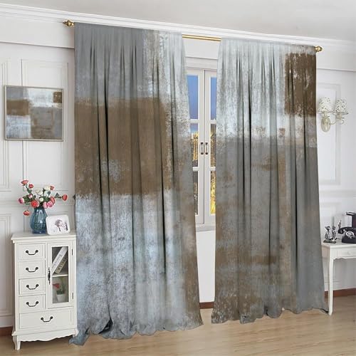Rustic Curtains Tan Brown Grey Abstract Pattern Blackout Print Rod Pocket Window Drapes for Bedroom Living Room 42x45in - color: Rustic-8, size: 21"W x 45"L (Pack of 2)