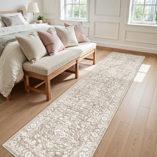 Soalmost Runner Rug Non-Slip for Hallway 2.5x10, Washable Soft Kitchen Rug - color: Light Brown, size: 2'6" x 10' (Runner)