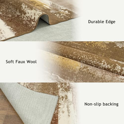 Entryway Rug 3x5 Bedroom Area Rugs: Modern Abstract Throw Rug - color: Brown, size: 3' x 5' (Rectangular)