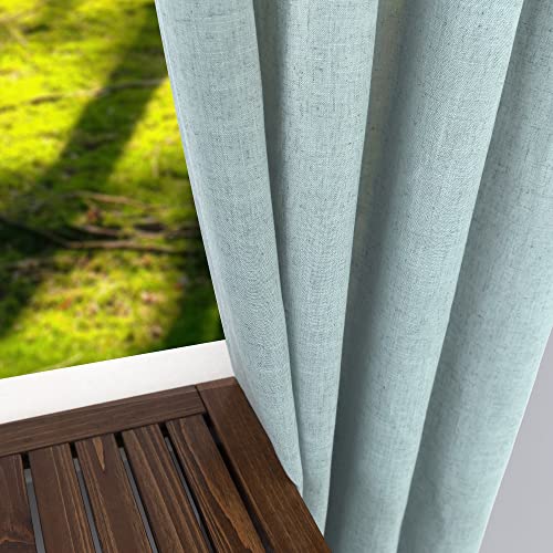 KOUFALL Seafoam Blue Green Linen Curtains 108 Inches Long,Beach Coastal Farmhouse Theme Sheer Linen Curtains for Living Room,52x108 Inch Length 2 Panels - color: Sea Green, size: 52"W x 108"L (Pack of 2)