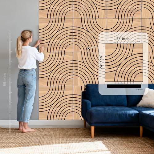 WoveN SounD Acoustic Wall Panels, Natural Oak, 8 Pack, 23.6x23.6 in - color: Natural Oak, size: Interlaced Arcs