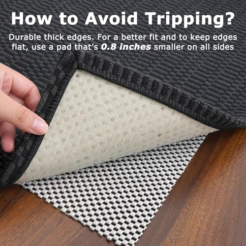 KOZYFLY 3x14 Long Runner Rug, Washable Non Slip Hallway Rug, Black/Grey - color: Black/Charcoal Grey, size: 3' x 14' (Rectangular)