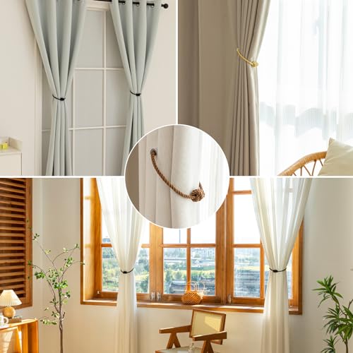 Curtain Tiebacks Magnetic Decorative Rope Tie Backs Holdbacks Contoeey - color: Khaki