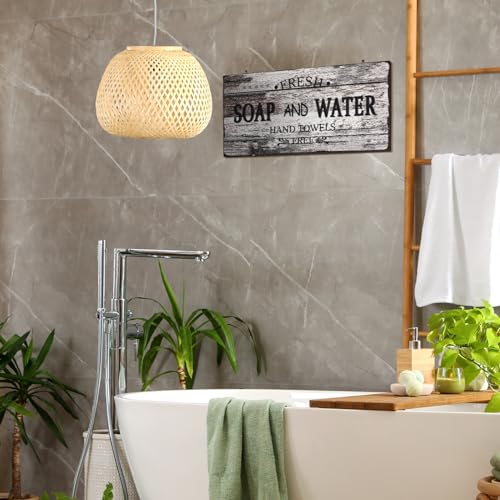 Jetec Farmhouse Bathroom Decor Fresh Soap and Water Sign, Novel - style: Novel