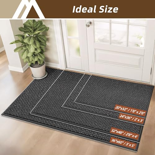 COSY HOMEER Dirt Trapper Door Mat 20"x32" Non Slip Washable Dark Grey - color: Dark Grey, size: 20" x 32"