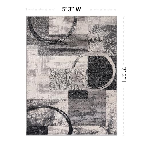 Rugshop Circle Design Contemporary Jute Backing Area Rug Cream 5'3" x 7'3" - color: Cream, size: 5'3" x 7'3" (Rectangular)