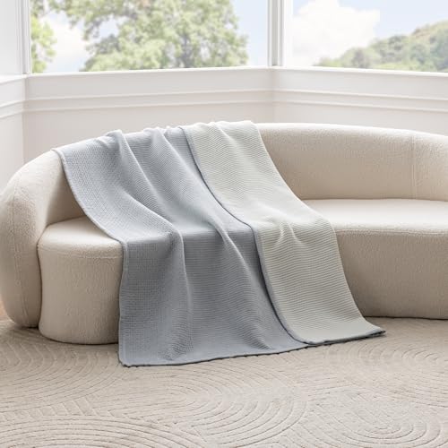 Berkshire 3-Layer Throw, Ultra Soft Lightweight Blanket with Cotton-Like Feel, All-Season Cozy Bed Cover for Couch or Bed, Machine Washable (50" x 60", Polar Blue) - color: Polar Blue, size: Throw (50 in x 60 in)