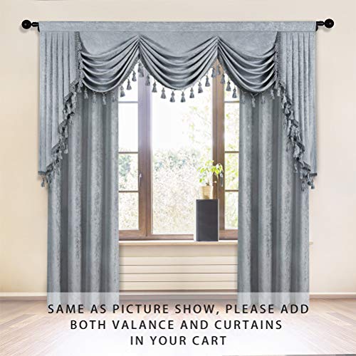ELKCA Luxury Thick Chenille Window Curtains Valance for Living Room Silver Grey Waterfall Valance for Bedroom (Silver Grey, W79inch, 1 Panel) - color: Valance,silver Grey, size: 79"W x 43"L (Pack of 1)