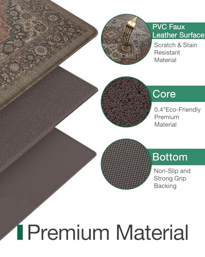 LUMI Kitchen Floor Mat Cushioned Anti Fatigue Runner Rug, 24"x87" - color: Rust Red, size: 87"L x 24"W x 0.4"Th