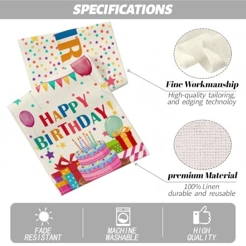 Happy Birthday Colorful Balloons Stars Table Runner, Birthday Decorations - color: Happy Birthday
