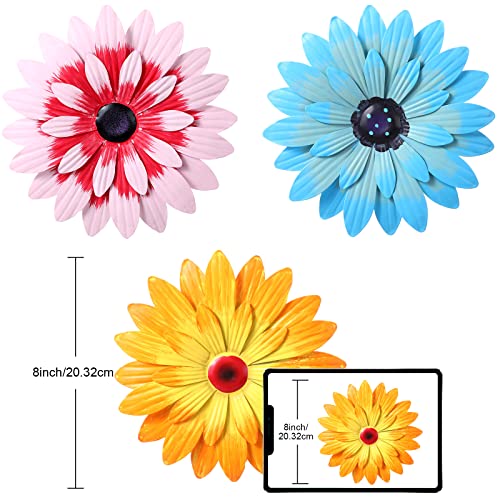 Hotop 3 Pcs Metal Flower Wall Art for Outdoor Decor, 8 Inches, Stylish - color: Stylish, size: 8 Inches