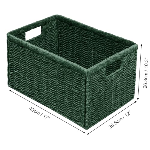 Vagusicc 2 Packs Large Wicker Storage Basket, Closet Storage Baskets Bins for Shelves, Decorative Collapsible Baskets for Organizing Clothes Toy Nursery Bathroom Organizers and Storage, Green - color: Green, size: Extra Large