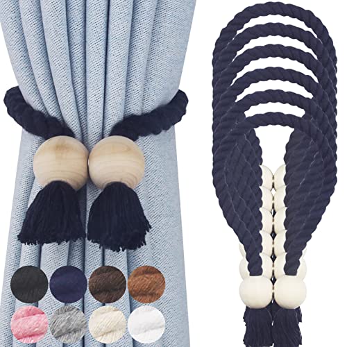 Magnetic Curtain Tiebacks Decorative Tie Back Drapes Holdbacks Nieffeiy - color: Navy