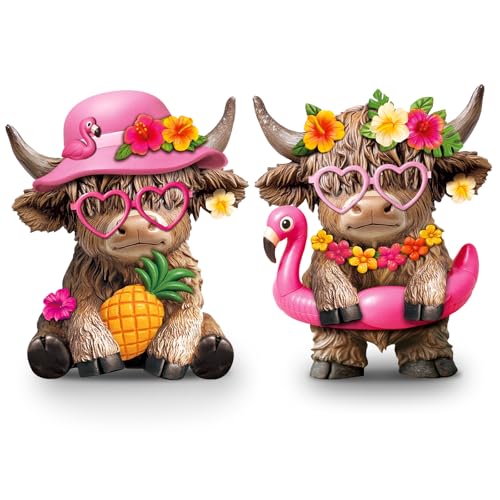 Karenhi 2 Pcs Flamingo Figurines Resin, Summer Decorations Tabletop Home - style: Hawaii