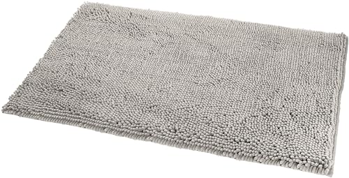 Amazon Basics Platinum Bathroom Rug Mat, Ultra Absorbent Plush Shag, Non-Slip, Quick Drying, Machine Washable, 21" x 34" - color: Platinum, size: 1'9" x 2'10" (Rectangular)
