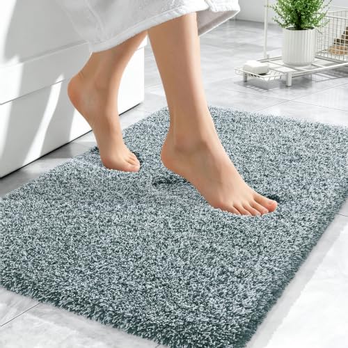 OLANLY Microfiber Soft Bathroom Rugs Mats 24x16, Blackish Green and White - color: Blackish Green and White, size: 24" X 16"