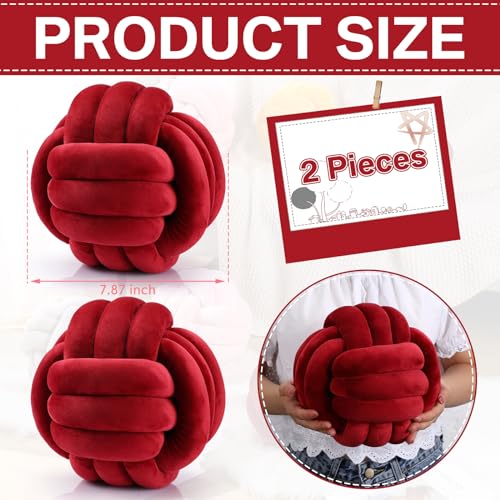 Namalu 7.87 Inches 2 Pcs Knot Pillow Decorative Throw Pillow, Wine Red - color: Wine Red, size: 7.87 Inches