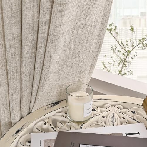 YoungsTex Natural Linen Semi Sheer Curtains 38 x 63 Inch Length 2 Panels - color: Natural, size: 38"W x 63"L (Pack of 2)