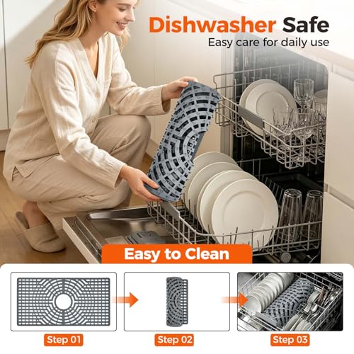 Snuggery Silicone Sink Protector for Kitchen Sink, 30"x16" Center Drain - size: 30x16 center