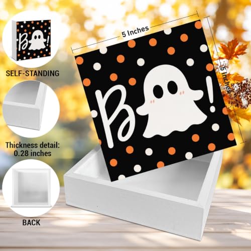 Fall Halloween Decor Cute Boo Ghost Wooden Sign Spooky Decor - color: Sign-13