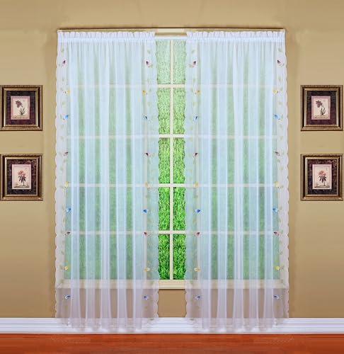 Today's Curtain,Vineyard 3-D Appliqué,Panel 84", White, 59" W x 84" L - color: White, size: 59"W x 84"L (Pack of 1)