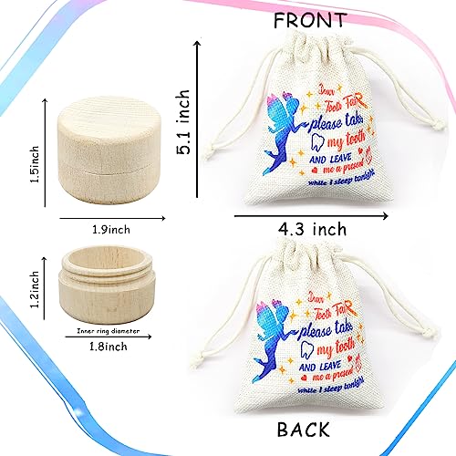 Tooth Fairy Box for Girls with Fiary Bag Cute Carved Wooden Box - color: 001