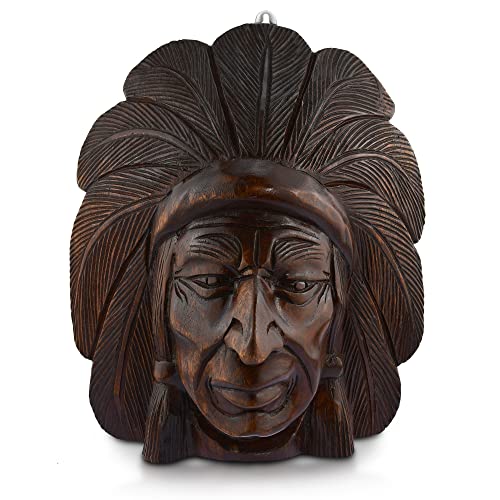 AeraVida Hand Carved Raintree Wood Wall Decor Panel Native Inspired 14 Inch Thick Wooden Home Accent Handmade Thailand Artisan Art