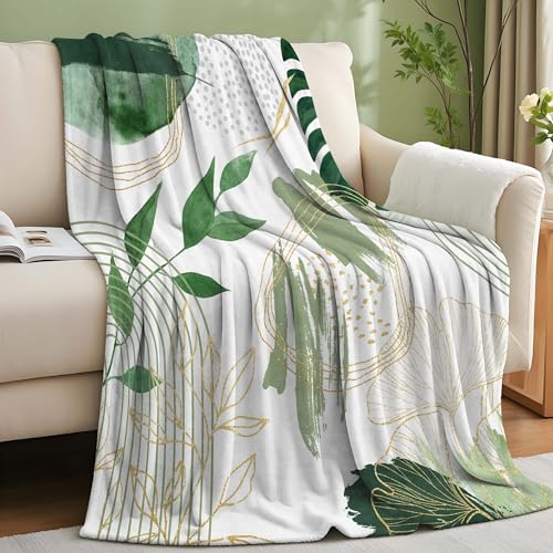Sage Green Leaf Throw Blanket, 50x60 in - color: Green, size: 50"Wx60"L