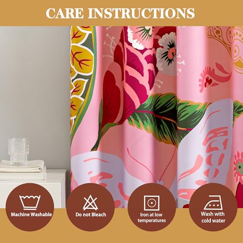 Tyrot Pink Coquette Floral Grommet Blackout Curtains, 52W x 84L, 2 Panels - color: Boho Rose, size: 52"W x 84"L (Pack of 2)