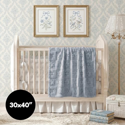 Americanflat 30x40 Jacquard Kids Throw Blanket - Soft and Breathable Mini Fleece Throw Blanket for Couch, Bed, Chair - Fleece Blankets Perfect for Home, Bedroom, or Outdoor - Flower Design in Gray - color: Gray, size: 30x40, style: Flower