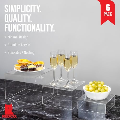 Red Co. Set of 3 Crystal Clear Acrylic Cube Display Nesting Risers with Hollow Bottoms, Transparent - 2 Pack - color: Clear, size: 6",7",8" - 2 Pack