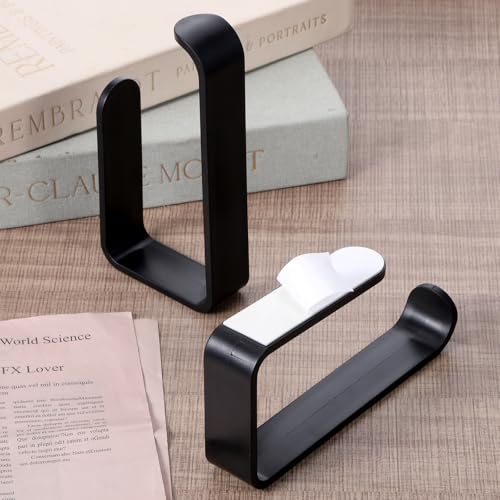 Grevosea 2 Pack Adhesive Curtain Holdbacks No Drill Curtain Tiebacks Curtain Holders for Wall Drapes Window Treatment Curtain Hooks for Home Office Decor (Black)