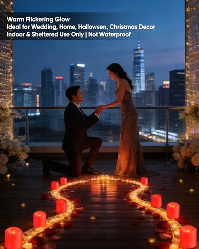 Homemory 24 Pack Red Flameless Flickering LED Votive Tealights Candles - color: Red (Warm White Light), size: 24 Pack