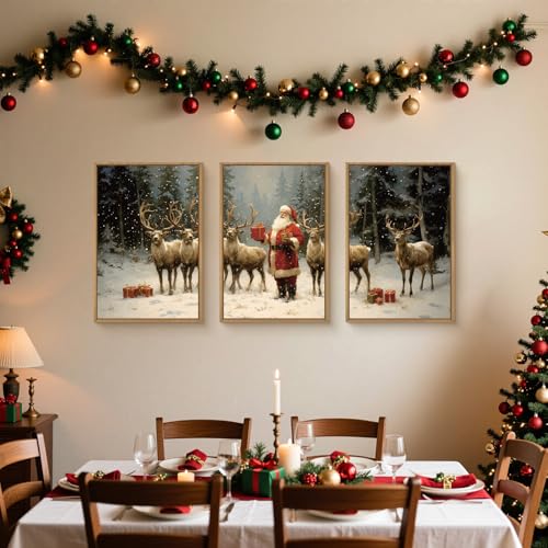 Celestdeco Large Christmas Santa Claus Framed Canvas Wall Art Set-24"x36"x3 - color: Santa Claus Wall Art, size: 24"L x 36"W
