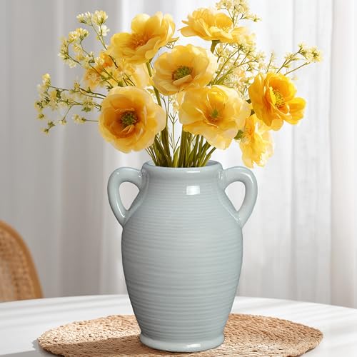 Sunddo Gray Ceramic Vase, 8 Inch - color: Grey - 8, size: 8 Inch