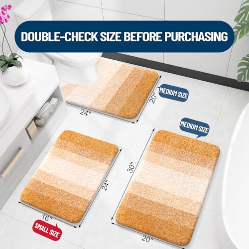 OLANLY Small Bathroom Rugs 24x16, Extra Soft Absorbent Microfiber Bath Rugs - color: Golden Yellow, size: 24" X 16"