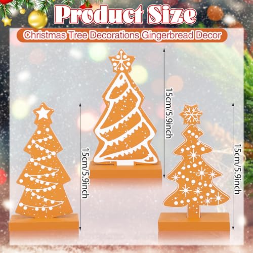 Syhood 3 Pcs Christmas Gingerbread Tree Table Decor Wooden Gingerbread Tree - style: Gingerbread Christmas Tree