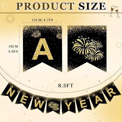 OHOME New Years Decorations 2027 - Happy New Year Banner - New Years Eve Party Supplies - Happy New Year Decorations 2027 Eve Decorations - color: Gold