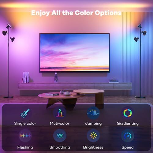SIBRILLE RGB Floor Lamp, 36W Bright LED Standing Lamp with 3 Swivel Lights, Color Changing Tree Tall Lamp with Remote, Stepless Dimmable Modern Floor Lamps for Living Room, Bedroom, Gaming Room,Office - color: RGB (Red, Green, Blue)