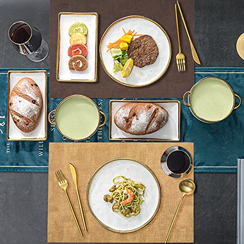 SUEH DESIGN Leather Placemats Table Mats Set of 6, Brown and Tan - color: A: Brown & Tan