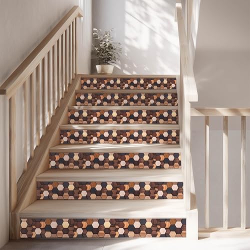 IVN Wallpaper Border Peel and Stick Wall Rustic Wood Hexagon 4x196 Inch - color: Rustic Wood Hexagon