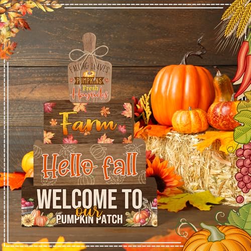 Britimes Fall Harvest Tiered Tray Decor Set, 4 Pack, Wooden - style: Fall Harvest