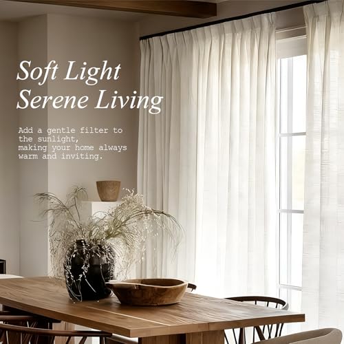 AUSSPVOCT Pinch Pleated Sheer Curtains 96 Inches Long for Living Room - color: Natural, size: 40"W x 96"L (Pack of 2)