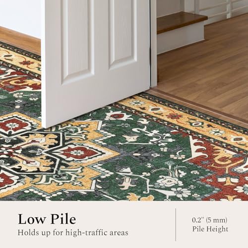 Rugflix 8x10 Area Rugs for Living Room, Washable Red Green Large Rug - color: Red Green, size: 8' x 10' (Rectangular)